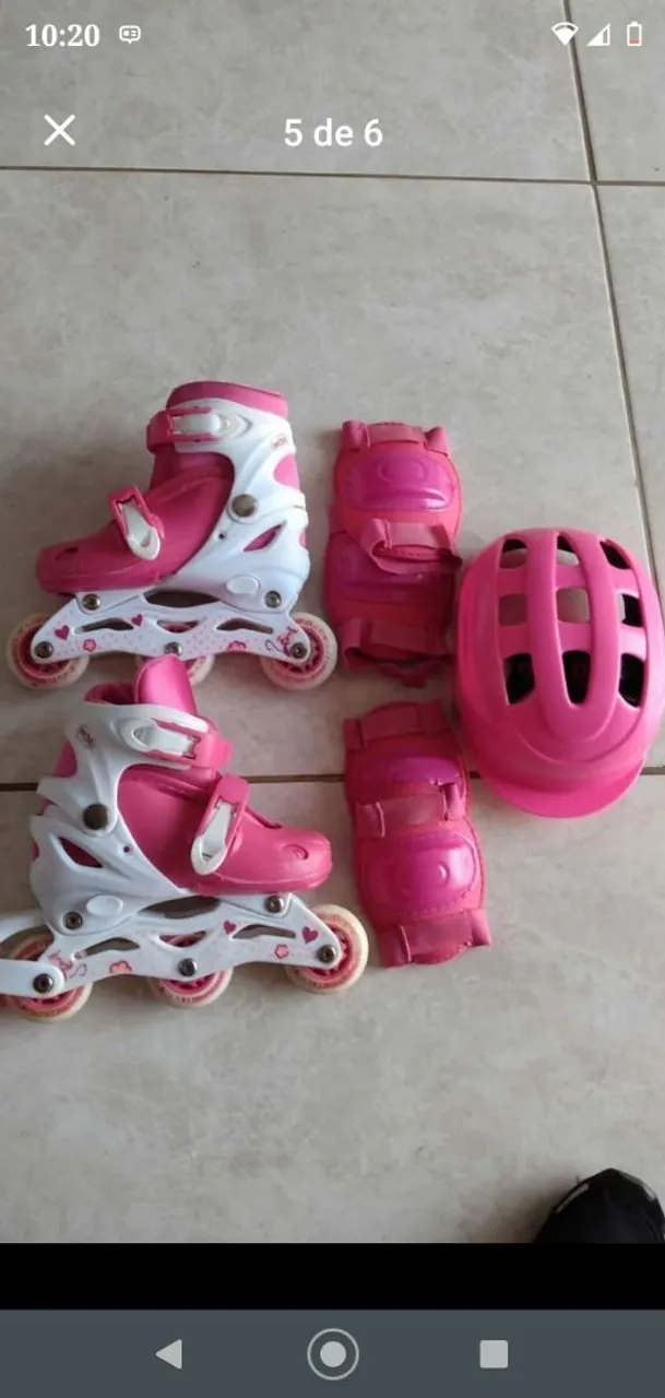 Patins Infantil Rosa com Acessórios