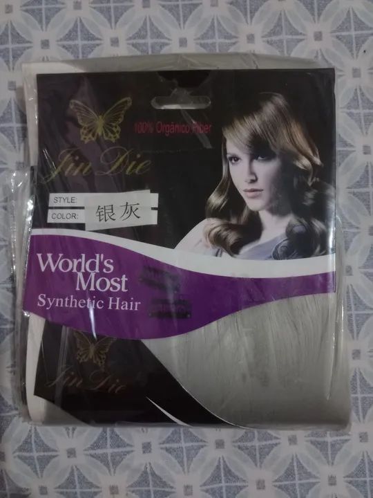 Mega Hair Cabelo Artificial - Cinza Claro - Foto 2