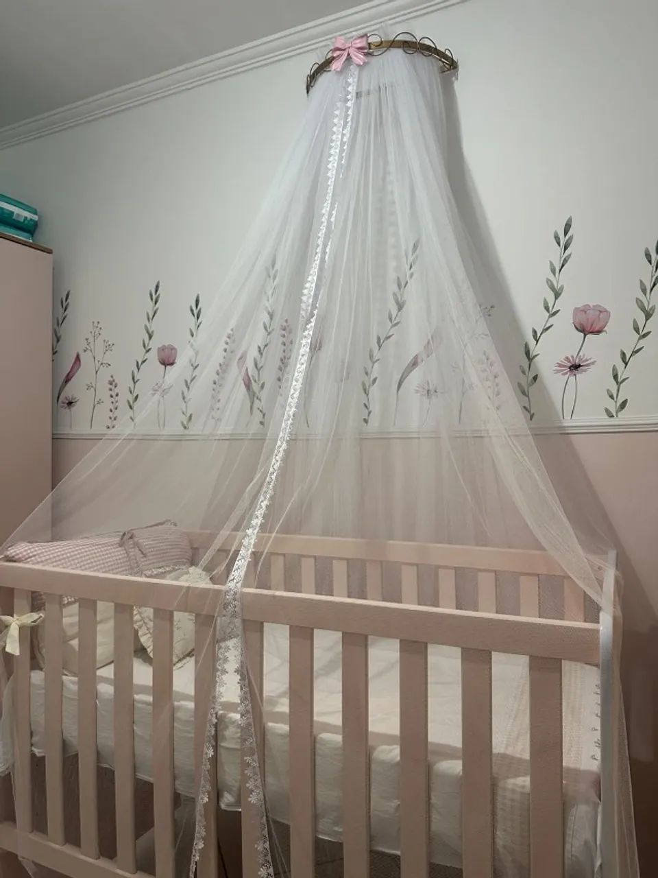 Berço infantil rosa - COM COLCHÃO  - Foto 2