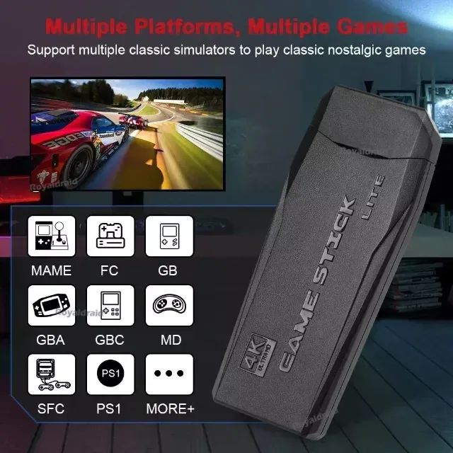 Vídeo Game Stick M8 4K +10Mil Jogos com 2 Controles Sem Fio - Foto 4