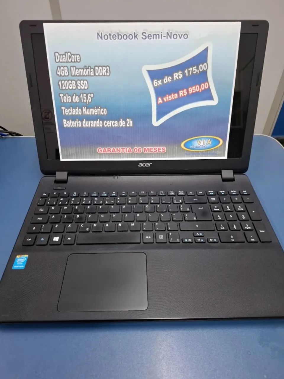 Notebook ACER - DualCore - SSD | 8GB Mem. | 6meses Garantia e Formatado - Foto 4