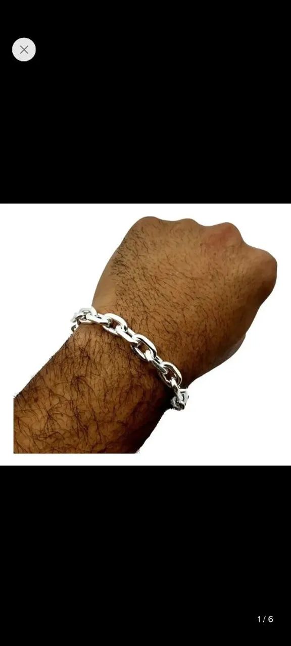 Pulseira maciça em prata 925 - Foto 5
