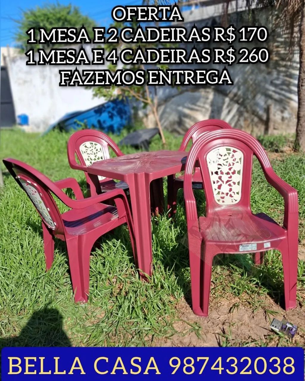 MESA DE PLASTICO VERMELHA FRAMBOESA 
