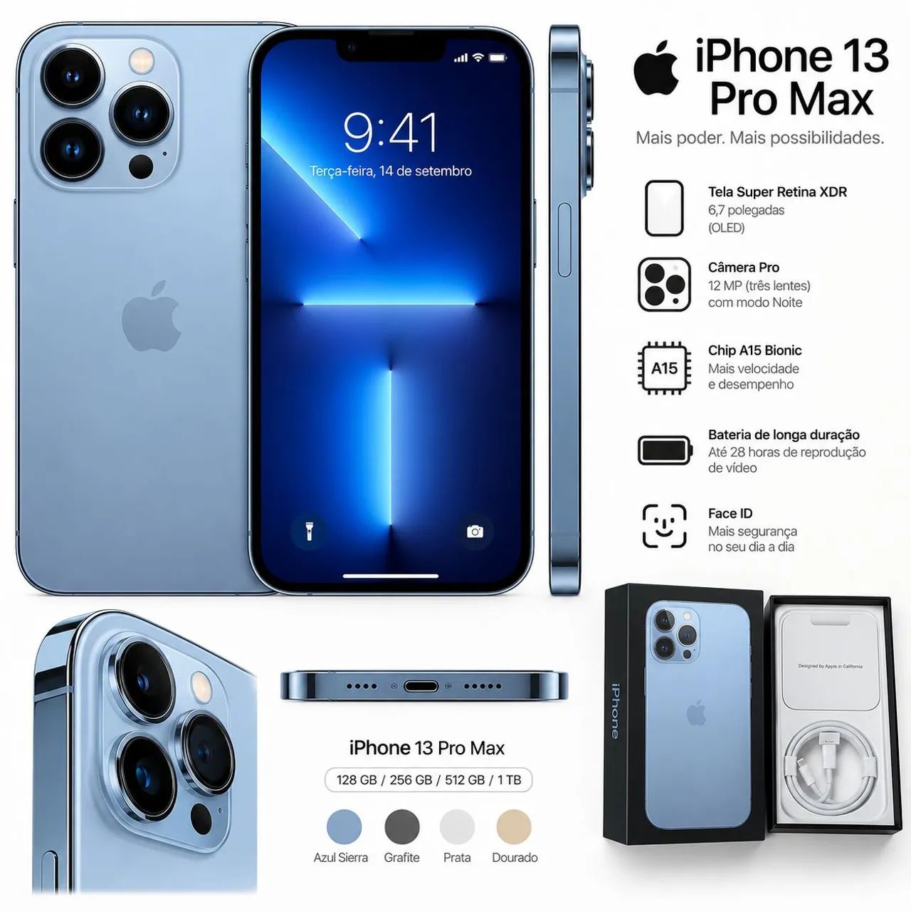 iPhone 13 Pro Max 128GB Azul Sierra - Excelente Estado | Original