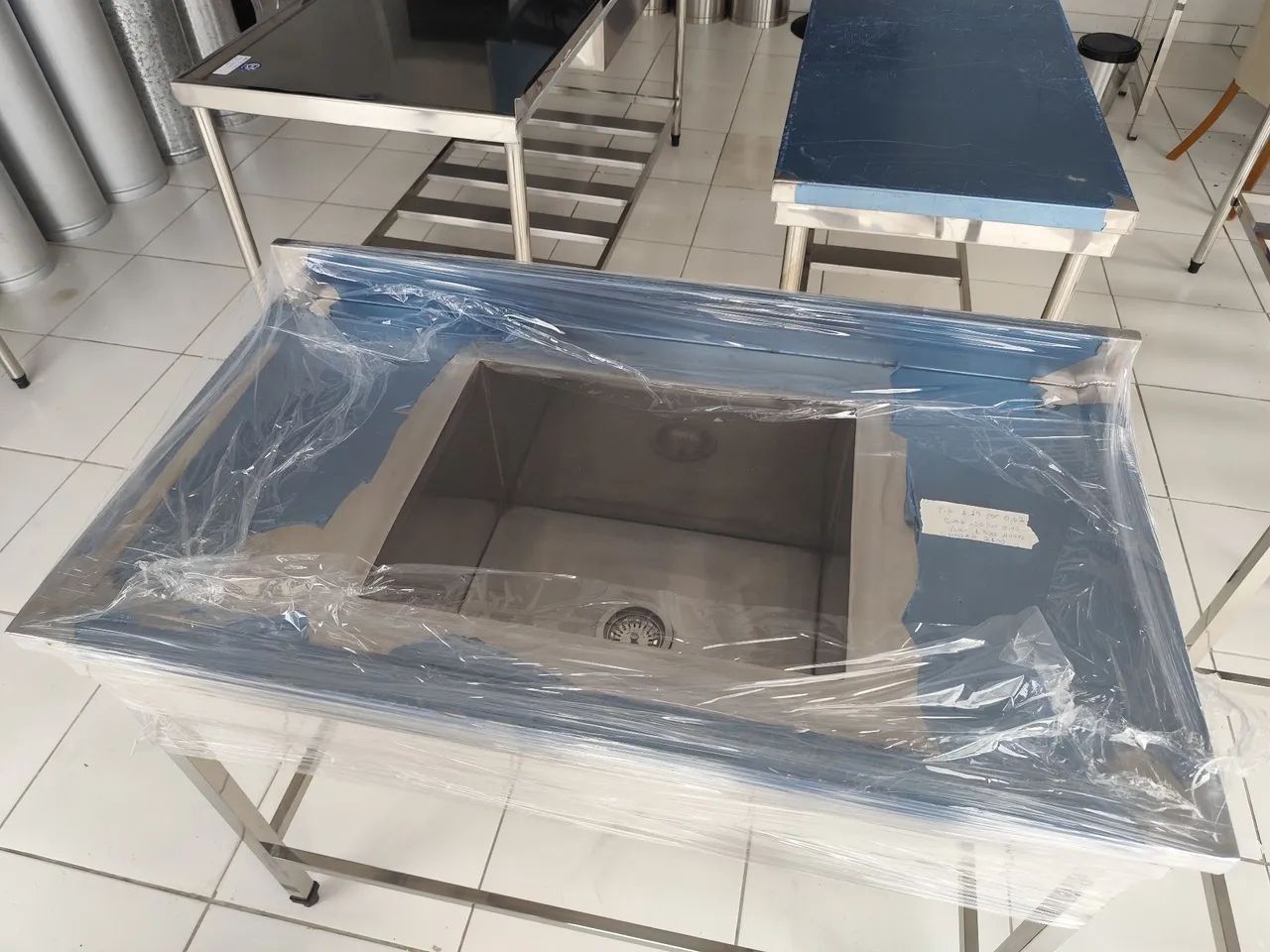 Industrial stainless steel sink.