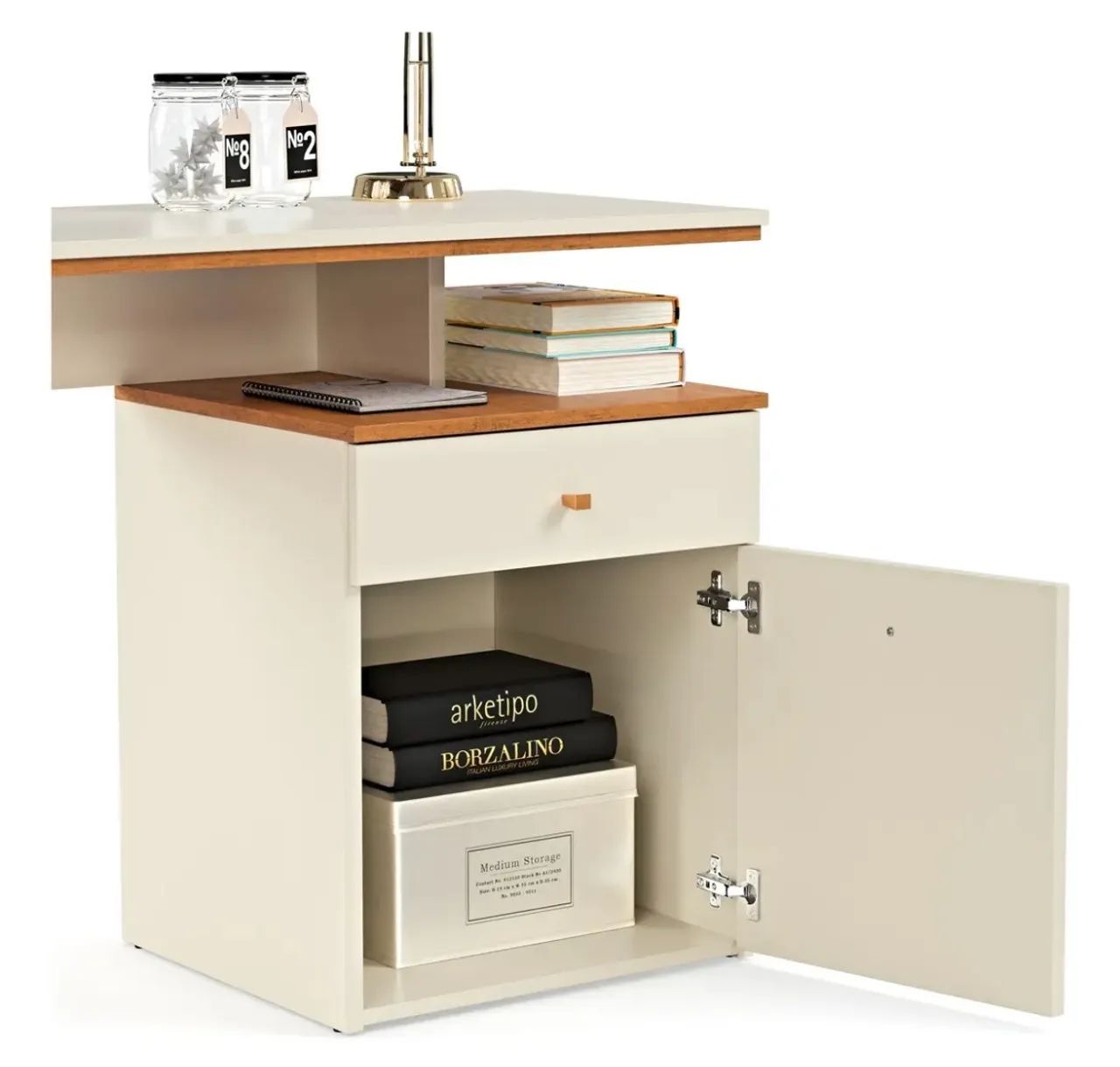 Mesa de escritório Escrivaninha com gaveta off white - Foto 2