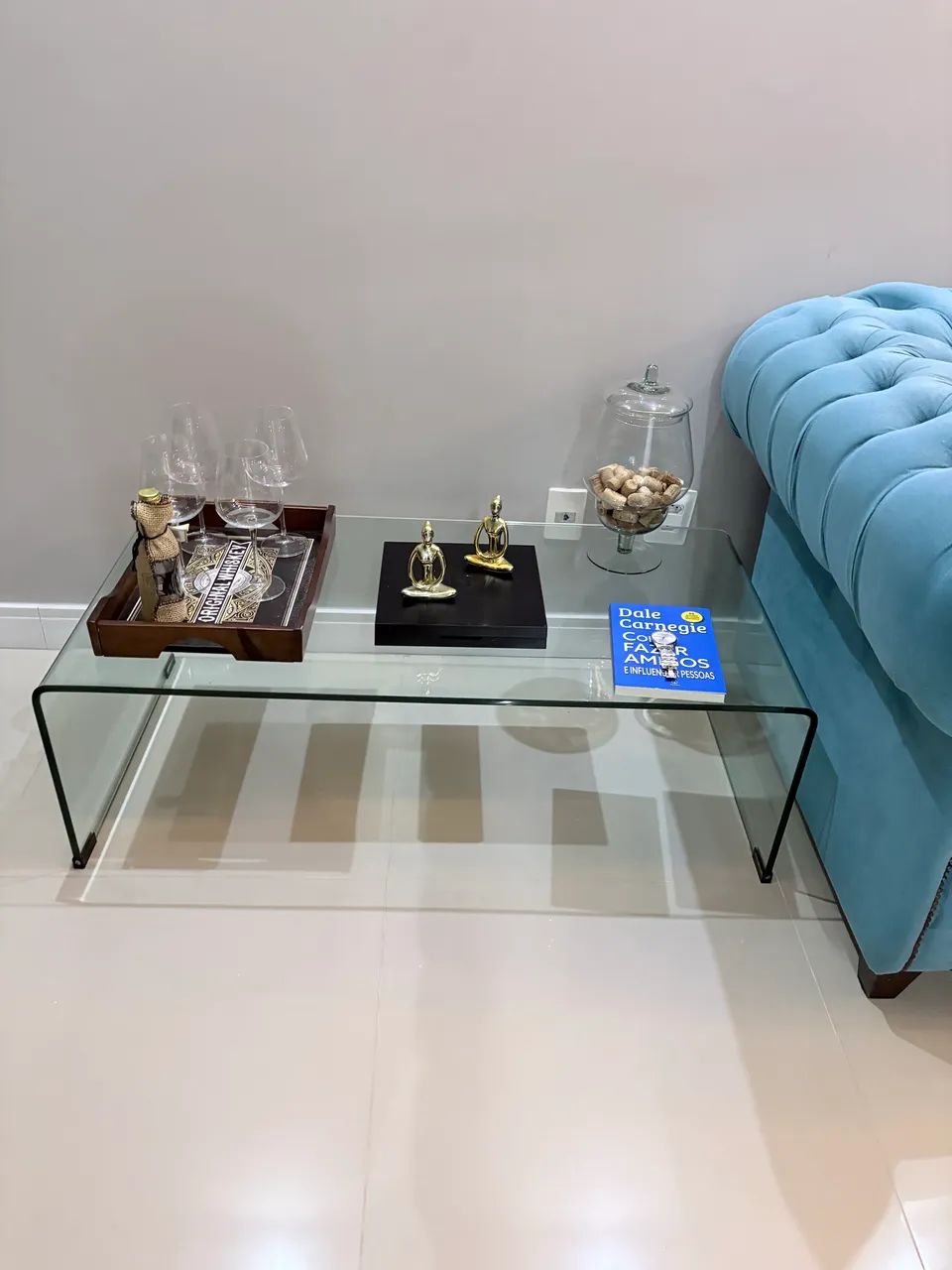 Mesa De Centro Em Vidro Curvo em perfeito estado 