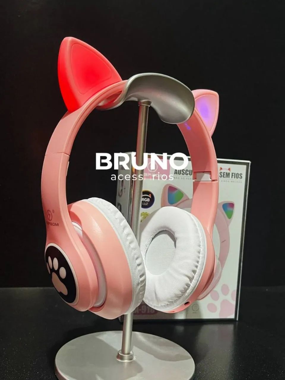 Fone de ouvido Bluetooth Orelha gato