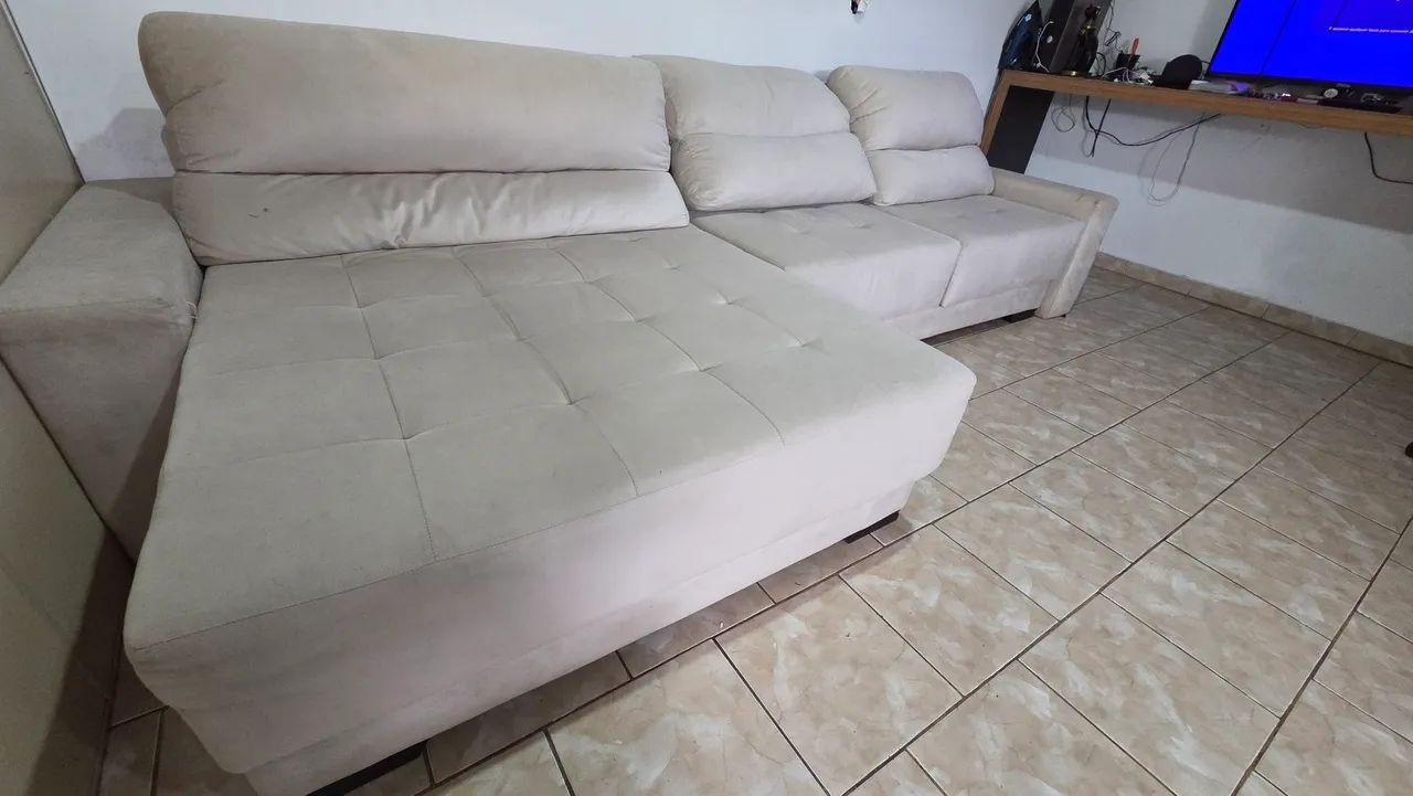  SOFÁ 3,20M RETRÁTIL E RECLINÁVEL | PÉROLA | SUPER CONFORTÁVEL