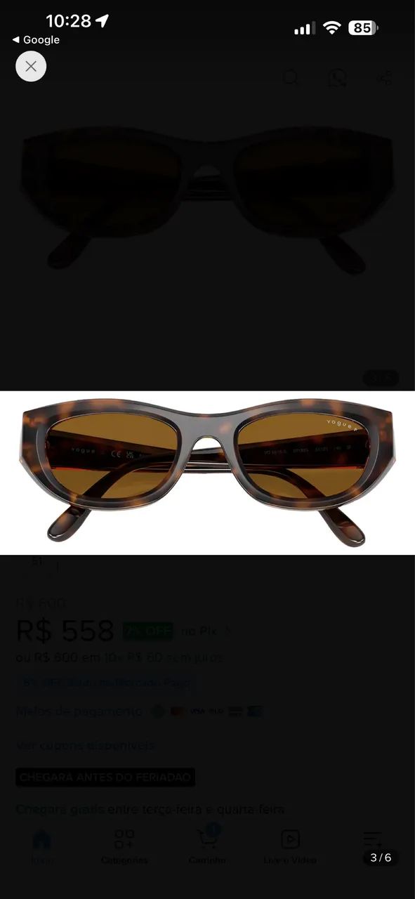 Óculos de sol vogue marrom 