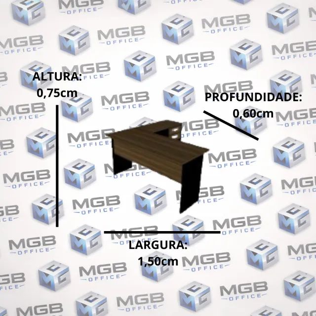 Mesa de Escritório em L Escrivaninha com 2 Gavetas - 0,75x1,50x0,60cm - ENTREGAMOS!! - Foto 3