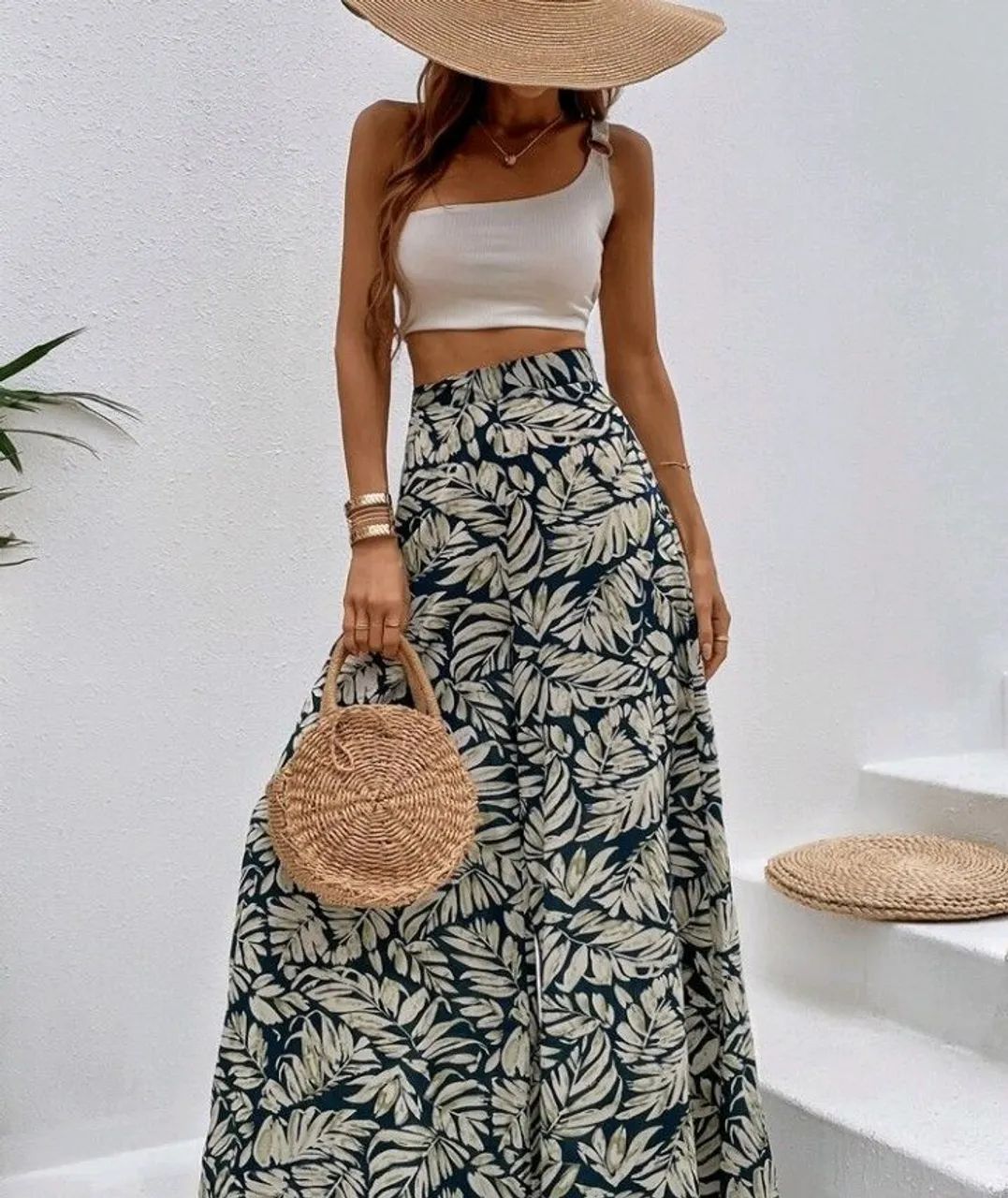 Calça estampada pantalona 