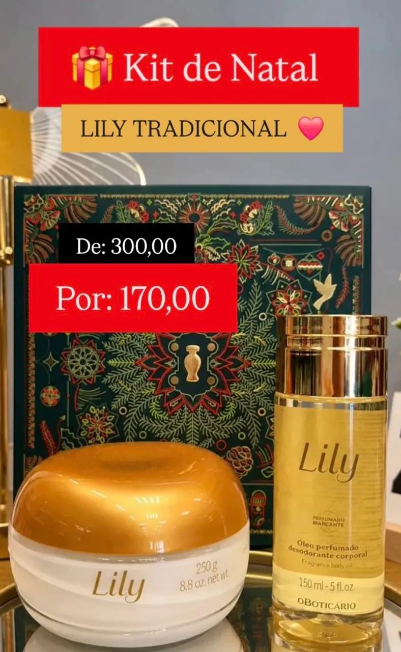 Kit Lily Tradicional OBoticário - Creme Corporal + Óleo Perfumado/ Presente ? 