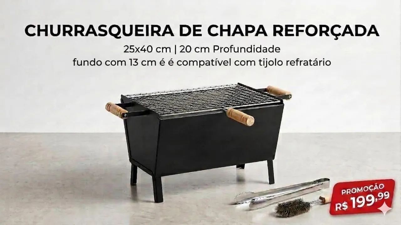 ?CHURRASQUEIRAS DE CHAPA REFORÇADA-QUALIDADE E DURABILIDADE  - Foto 3