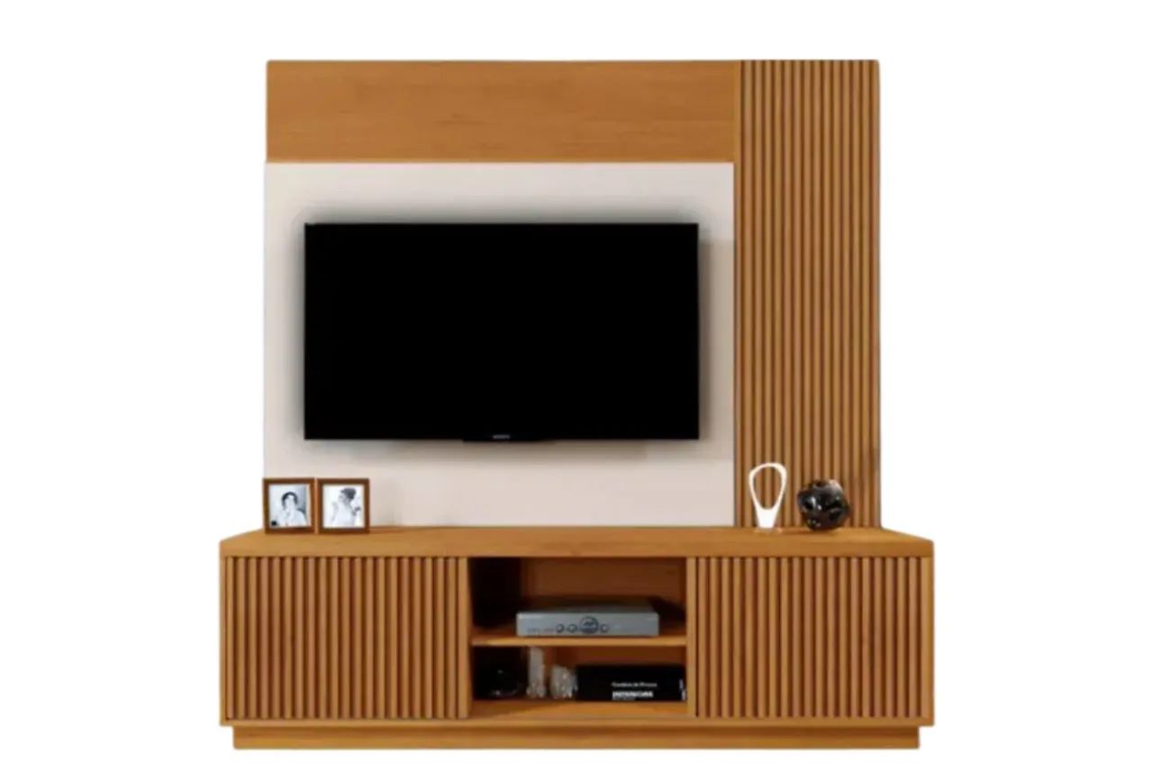 Rack Com Painel 1,80 Com 2 Portas Ripadas NOVO