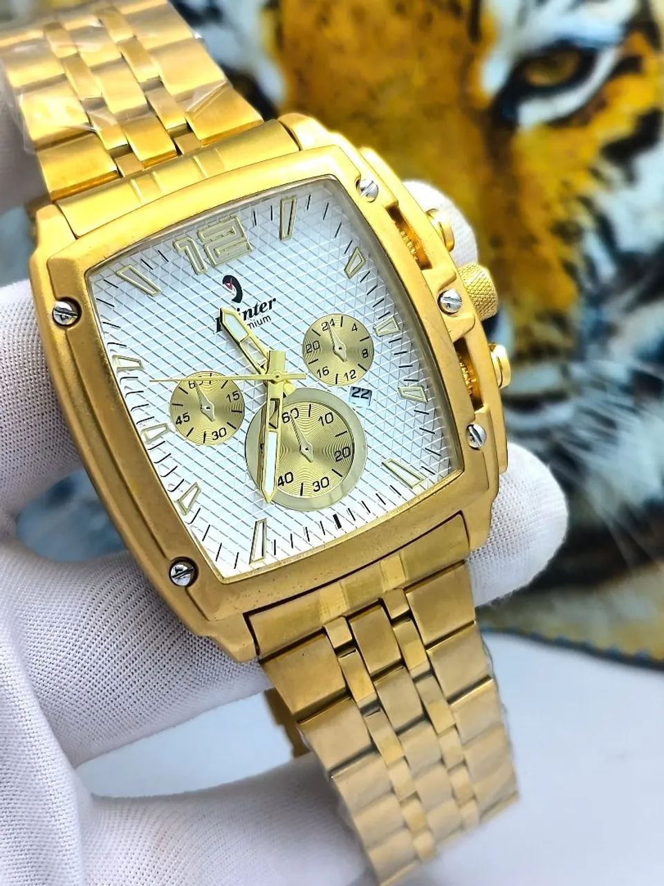 Relógio dourado novo masculino  - Foto 3