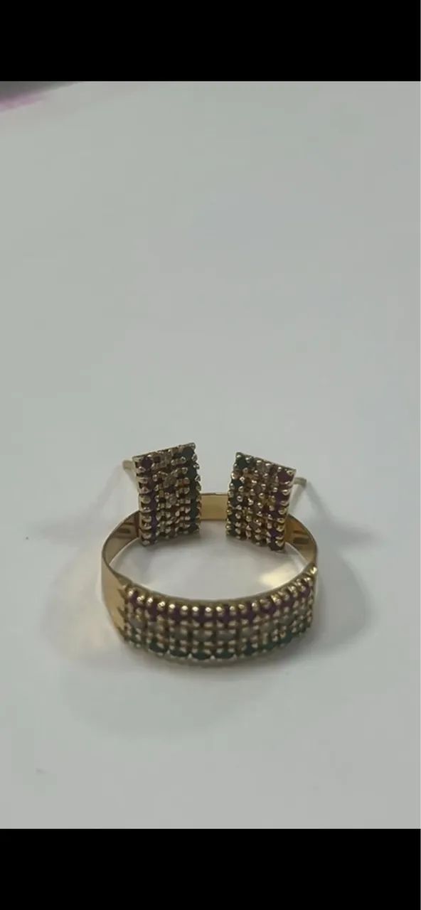 Lindo conjunto anel e brinco ouro 18k