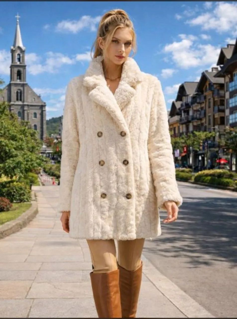 Casaco Off White Pelúcia GG