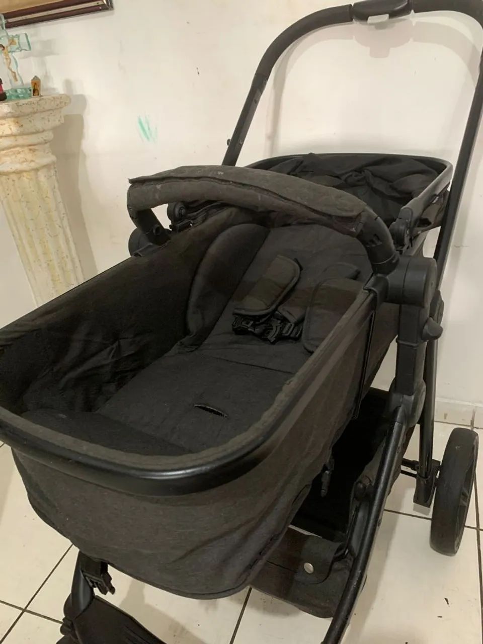 Carrinho Moisés + bebê conforto acoplado  - Foto 3