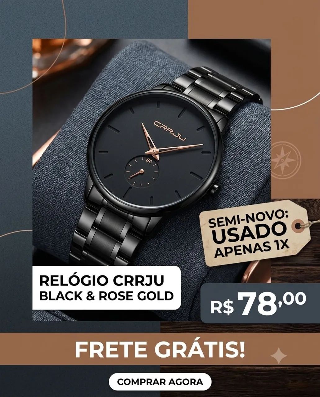 Relógio All Black Rose Gold