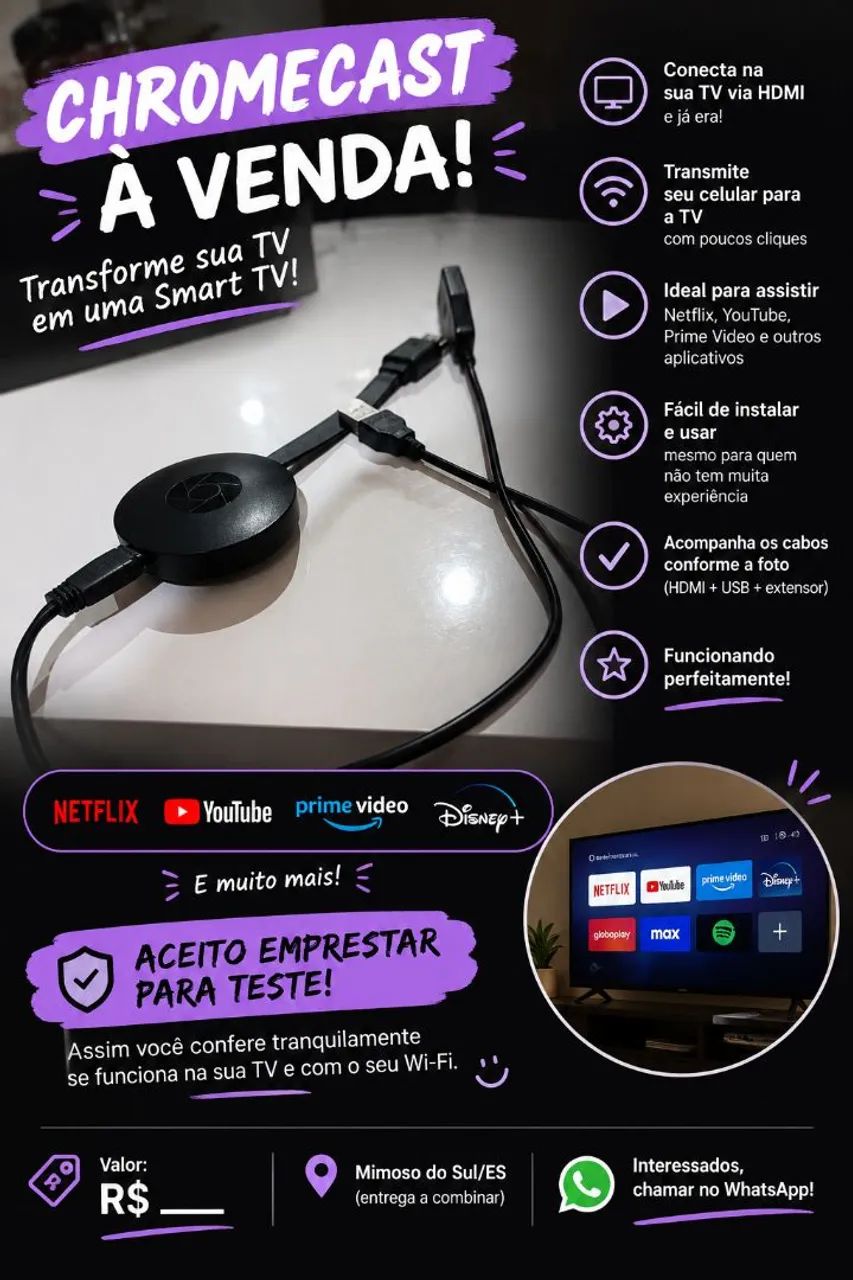 Vendo Chromecast. Aceito negociação 