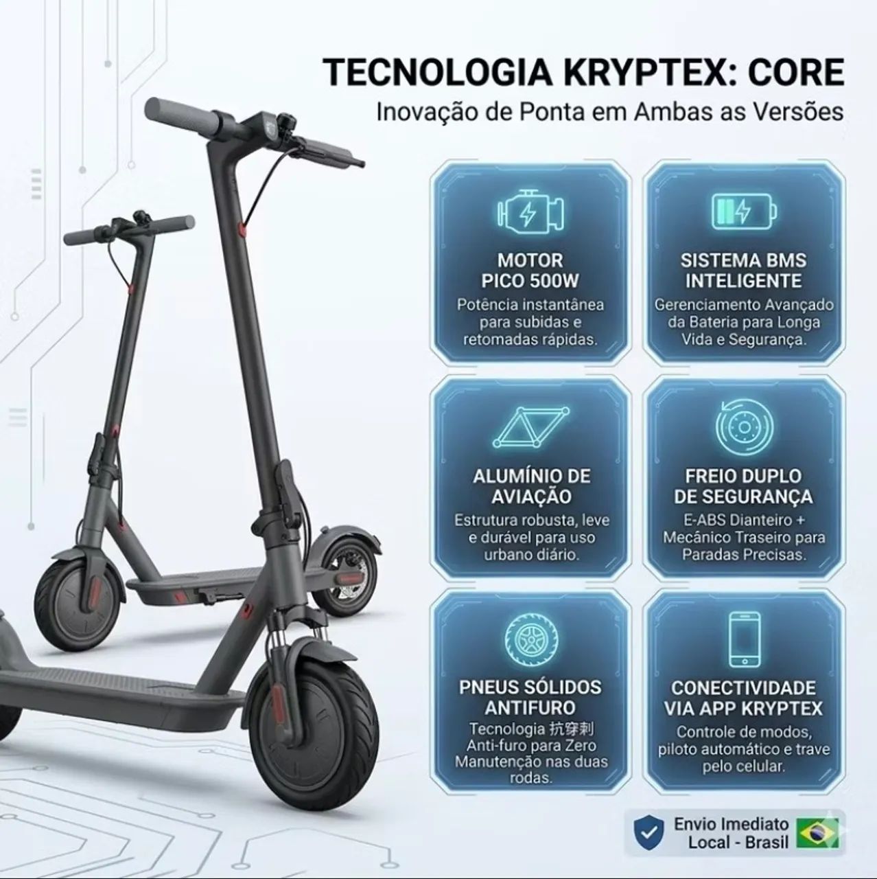 Patinete Elétrico 500w 10? pneu cheio , duplo amortecedor, 35km , App. Bluetooth  - Foto 2
