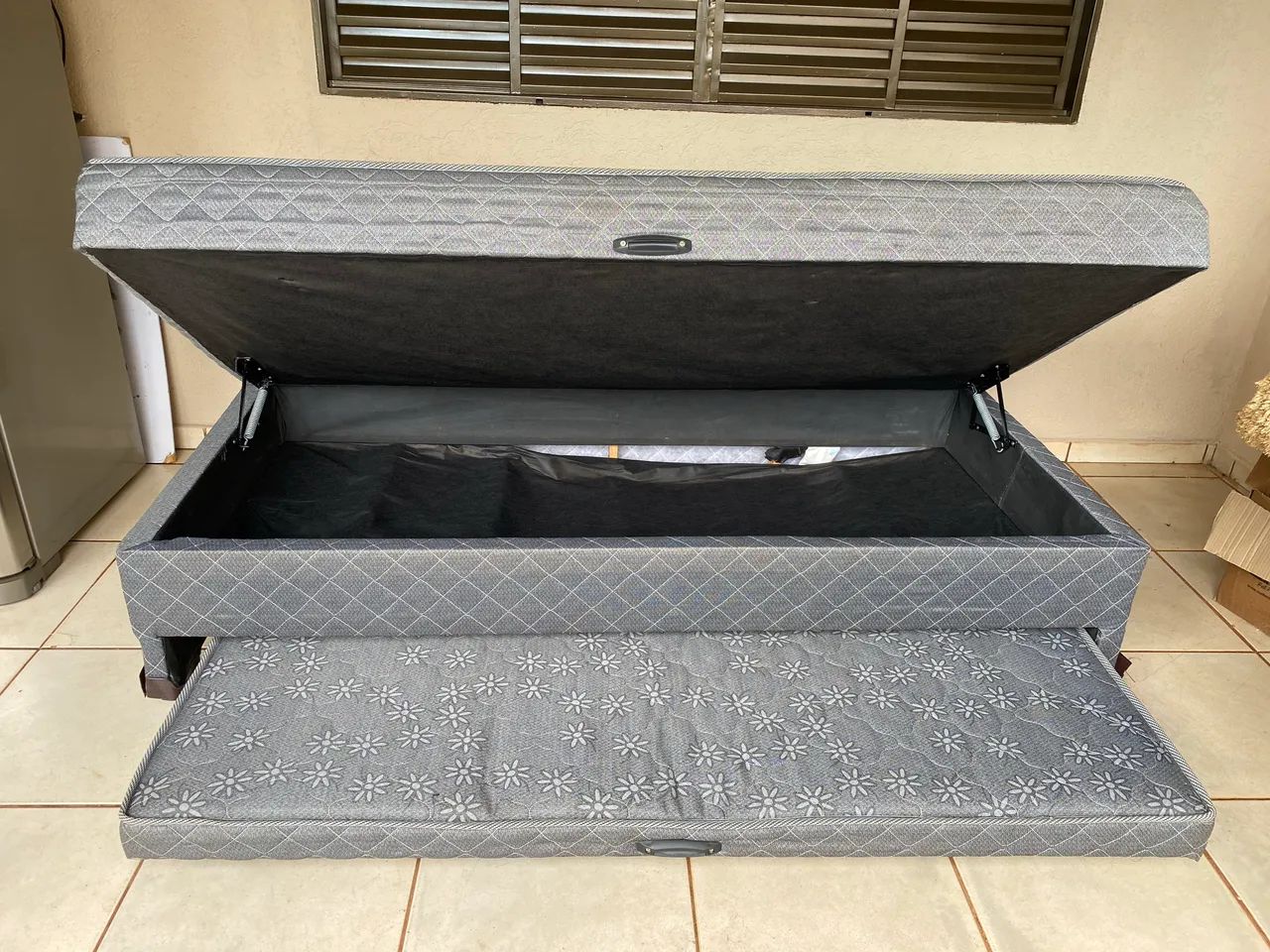 Cama Box Solteiro com Baú e Cama Auxiliar