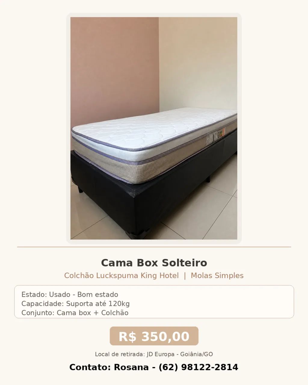 Cama Box + Colchão de Solteiro