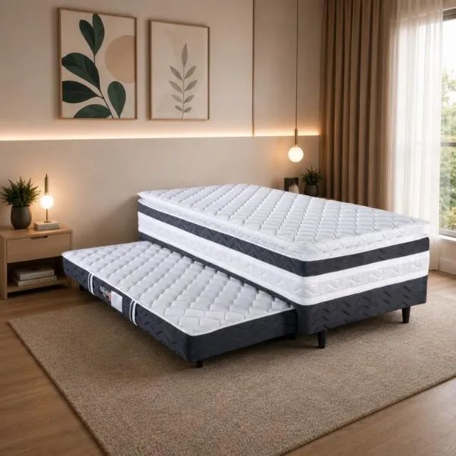 Novidade em estoque!! Cama Box Solteiro com Auxiliar Ouro com Pillow Top D28