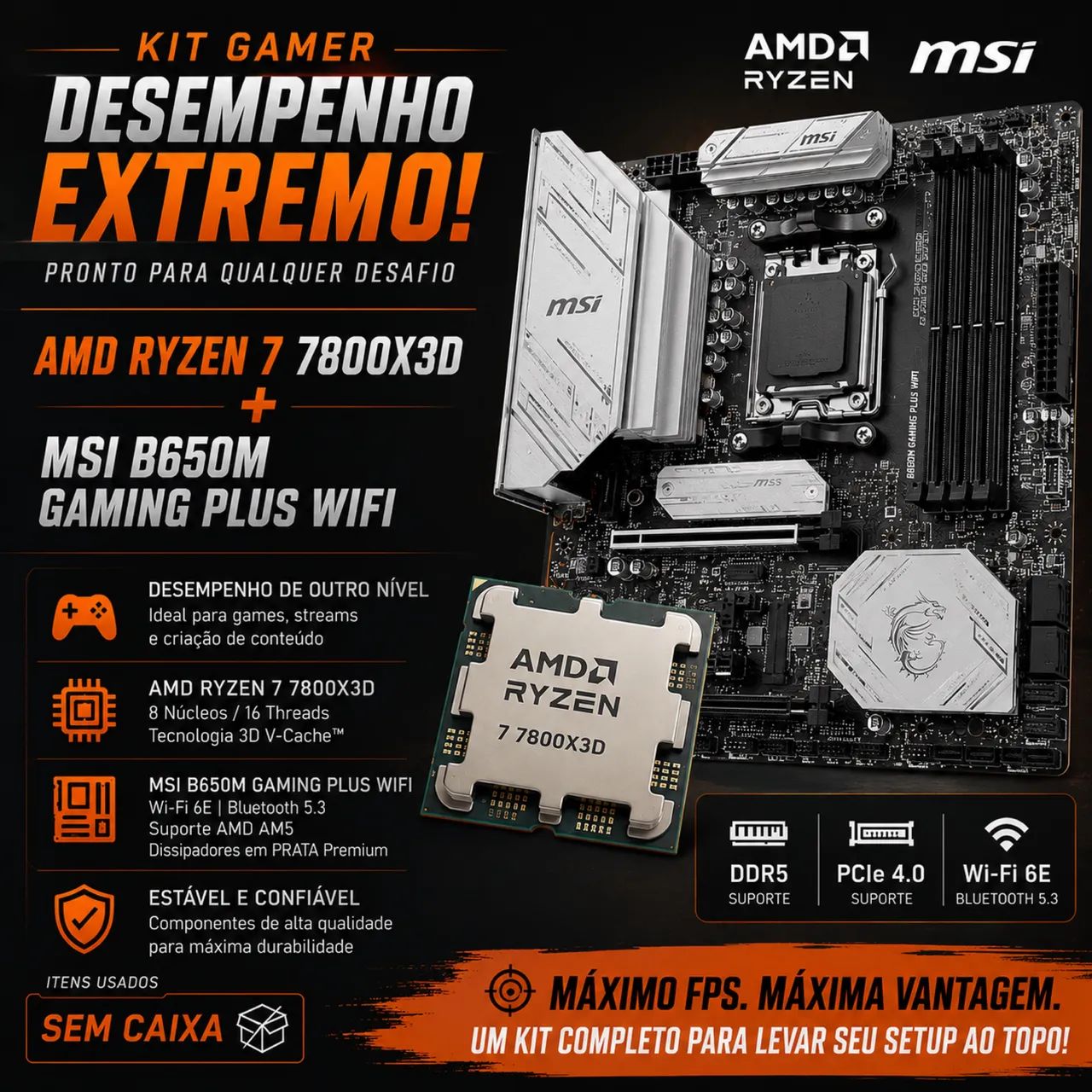 KIT UPGRADE- R7 7800X3D + B650M PLUS WI-FI