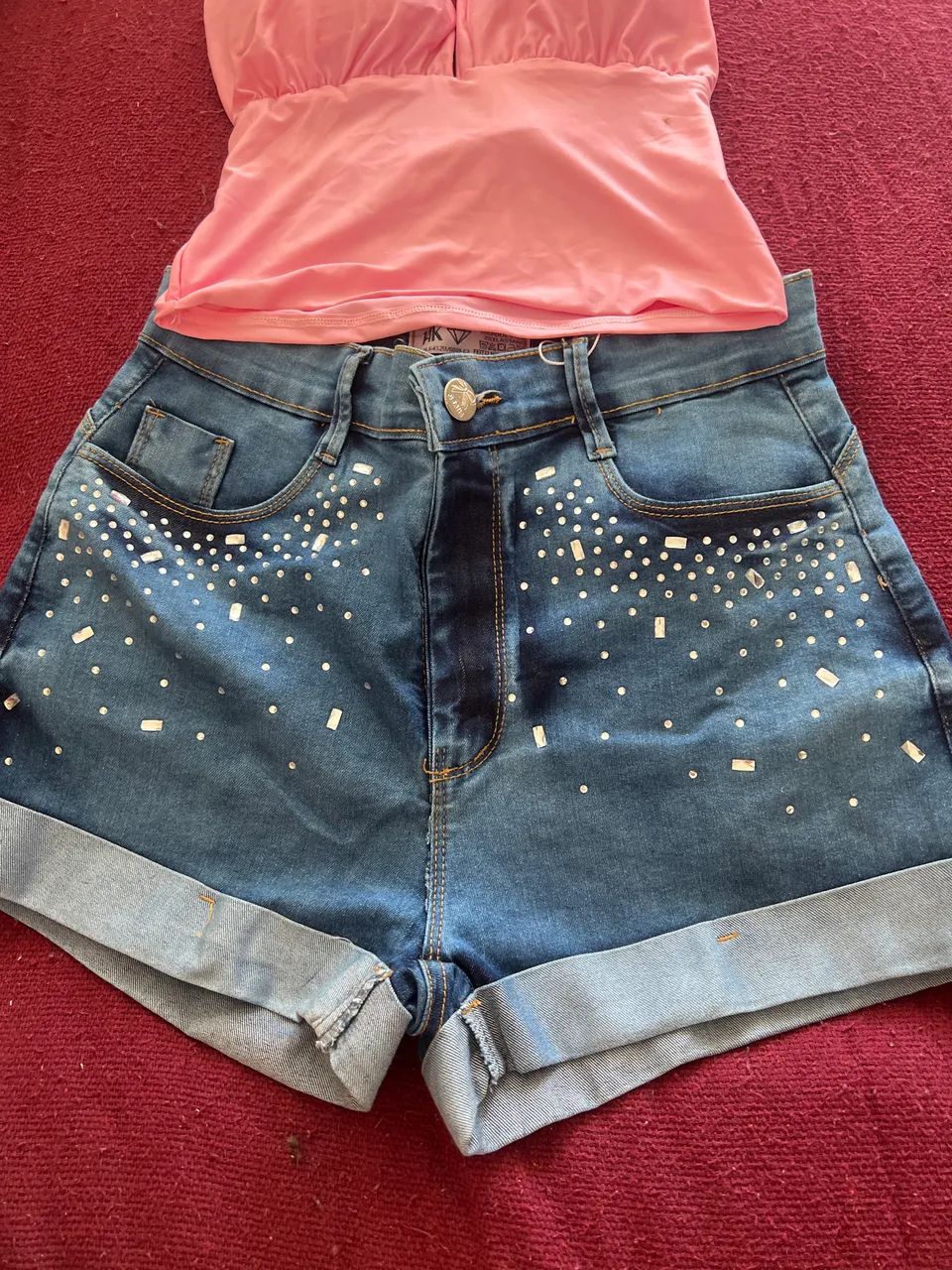 Conjunto short jeans + cropped tamanho único  - Foto 2