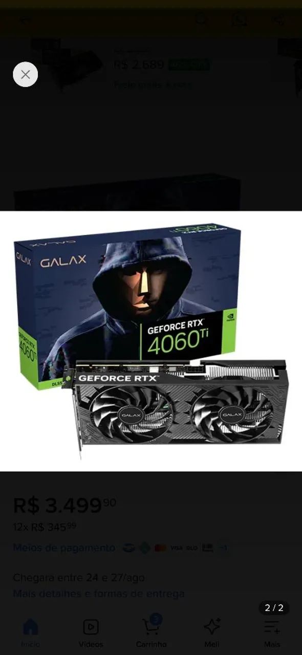 Placa  de video Nvidia rtx 4060ti