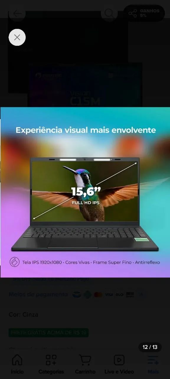 Vendo notebook, mouse e assessórios 