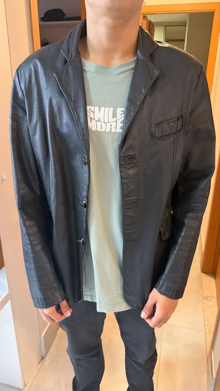 Vendo jaqueta de couro masculina  - Foto 4
