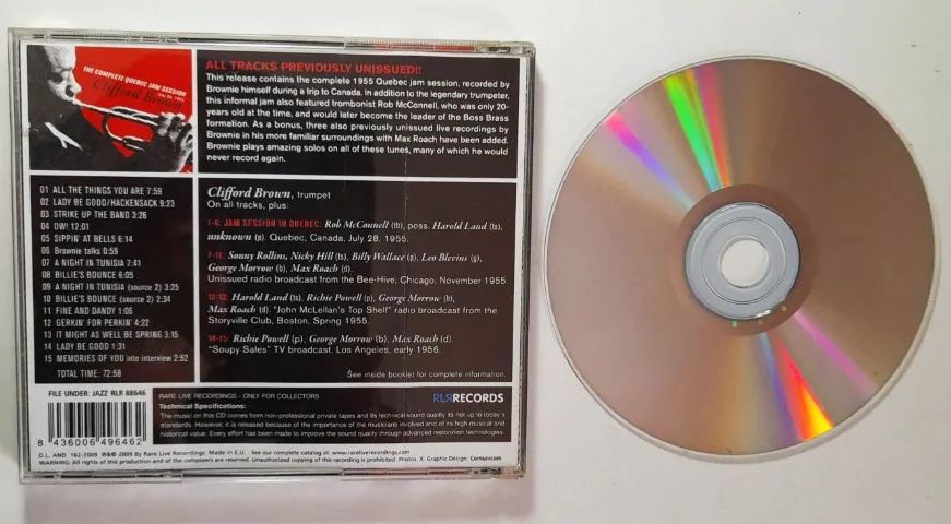 Cd Clifford Brown, The Complete Quebec Jam Session 1955. Importado