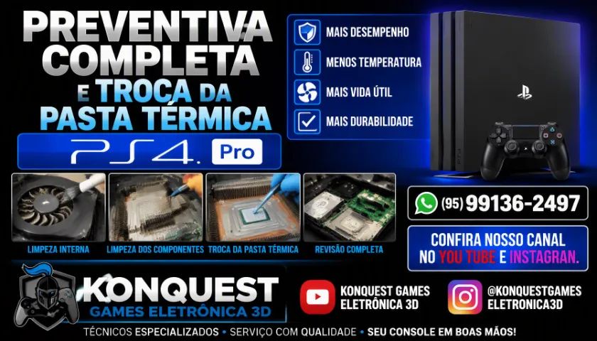 PREVENTIVA COMPLETA + TROCA DA PASTA TÉRMICA PS4 PRO