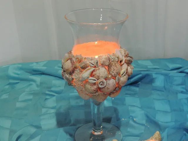 Luminária em vidro com conchas  - Foto 2