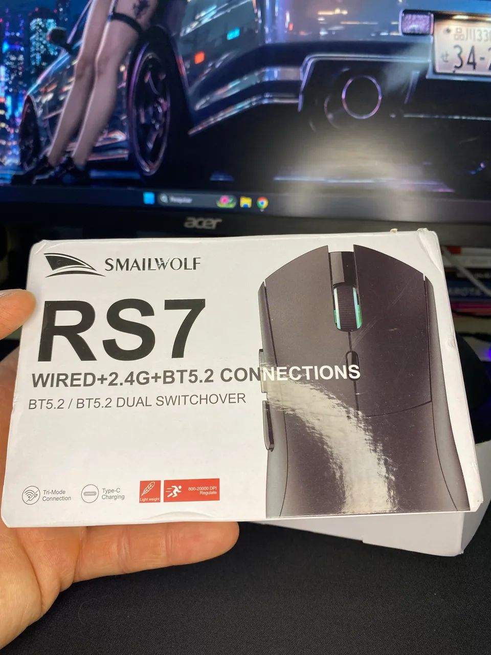 Mouse Gamer RS7 Tri-Mode Sensor para jogos  - Foto 4