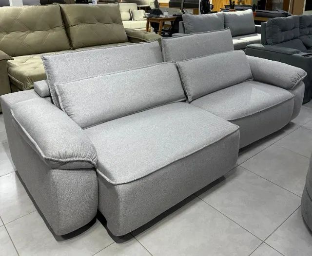 Sofá Retrátil e Reclinável Serrano 2,50m Linho - Gralha Azul
