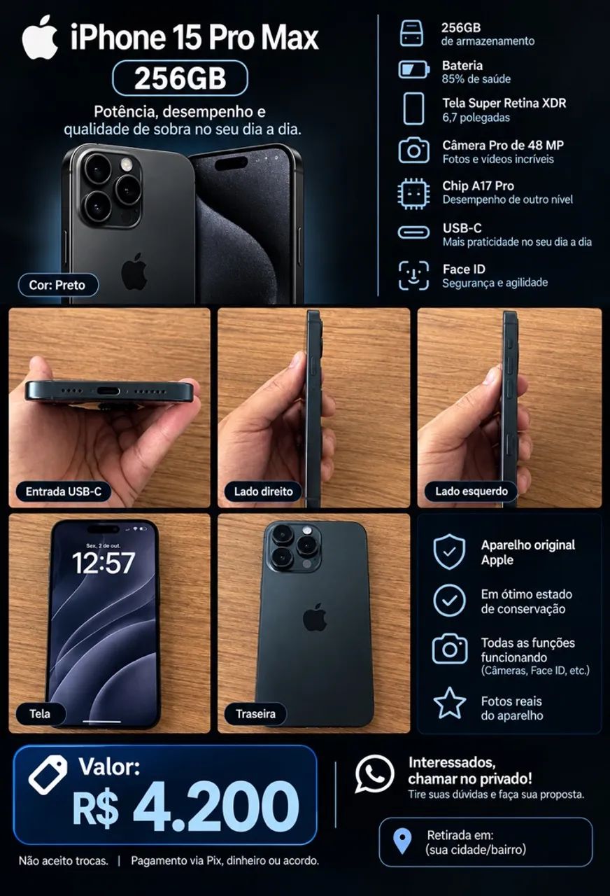 iPhone 15 Pro Max - Celulares e Smartphones - Picanço, Guarulhos