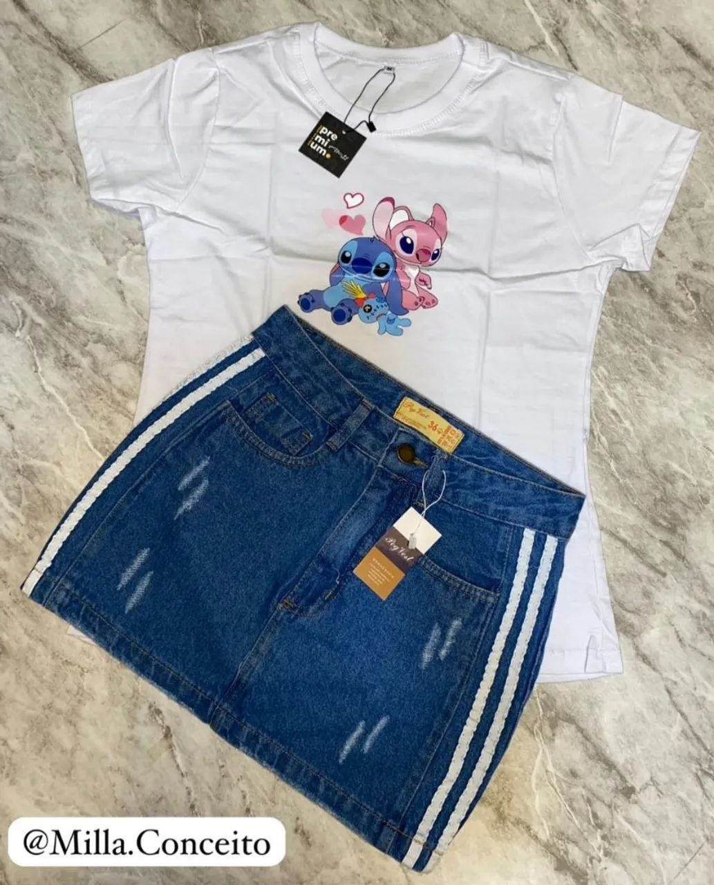 conjunto feminino saia e blusa