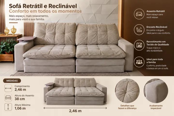 Sofá retrátil reclinável  - Foto 4