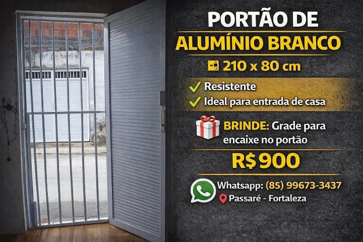 White Aluminum Gate 210x80 with Grille – Durable