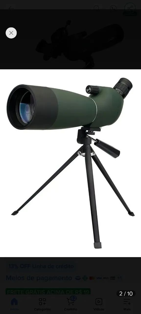 Vendo, um telescópio e um projetor 