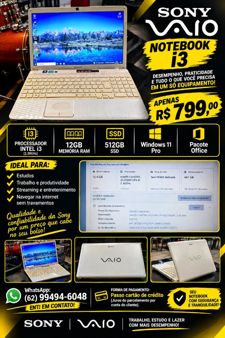 Notebook Sony Vaio i3