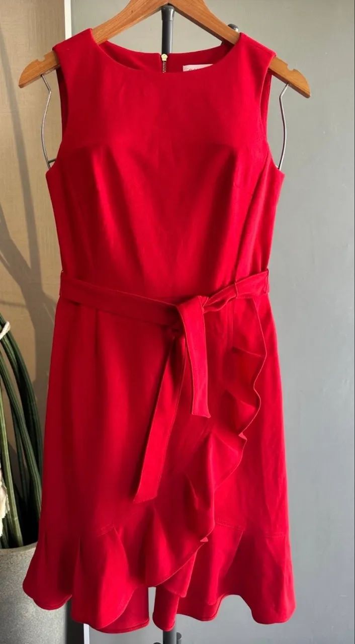 vestido midi calvin klein vermelho tam 38 - Foto 5