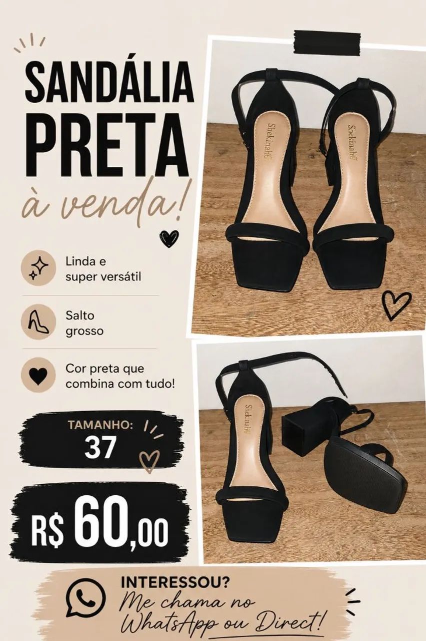 Sandália preta - Foto 3