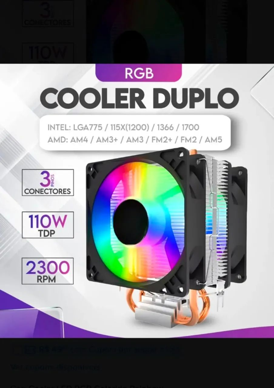 Air Cooler Duplo Led Rgb Intel Amd - Foto 5