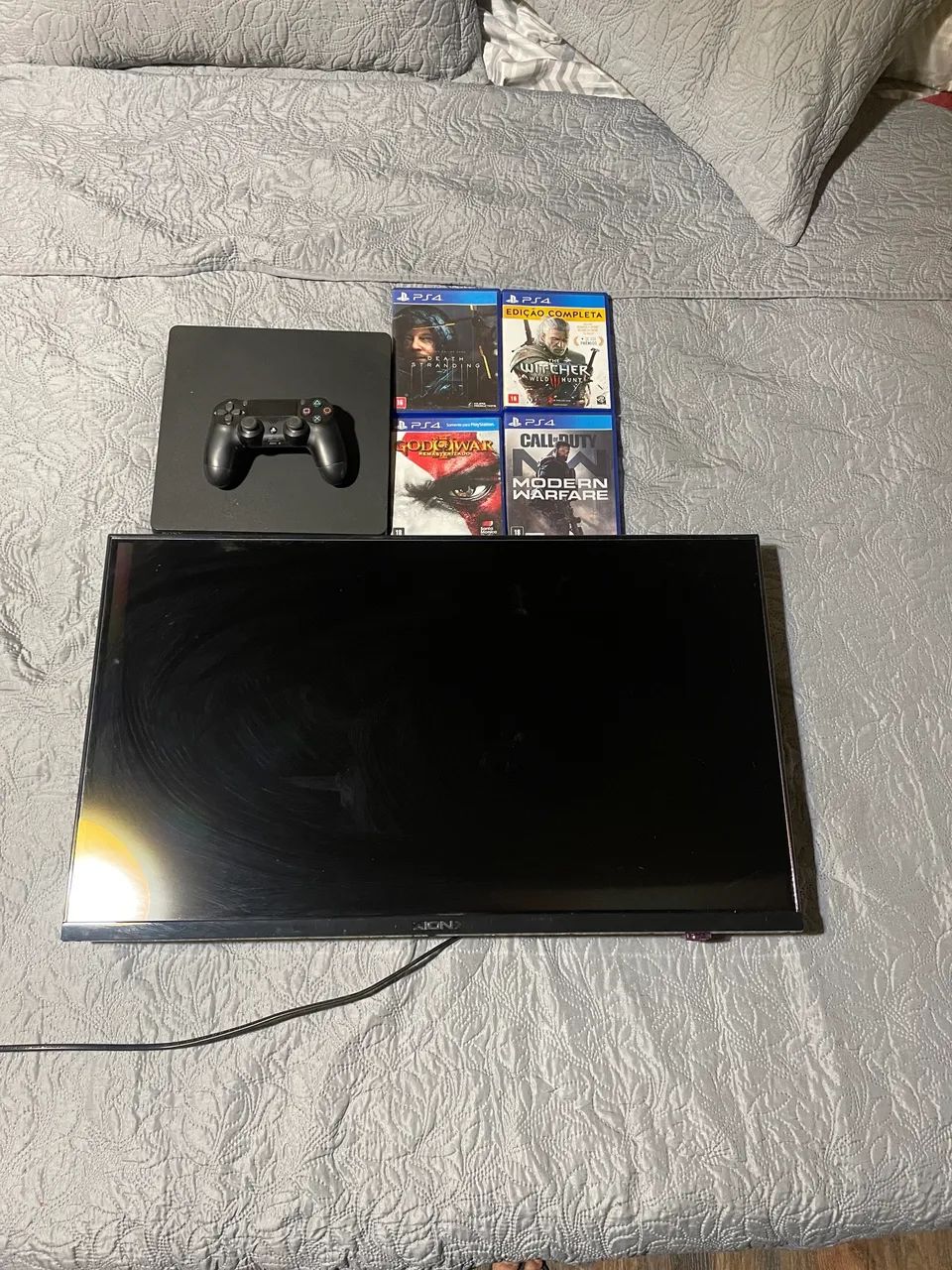 PS4 SLIM + TV 32 Polegadas smart e jogos mídia física  - Foto 2