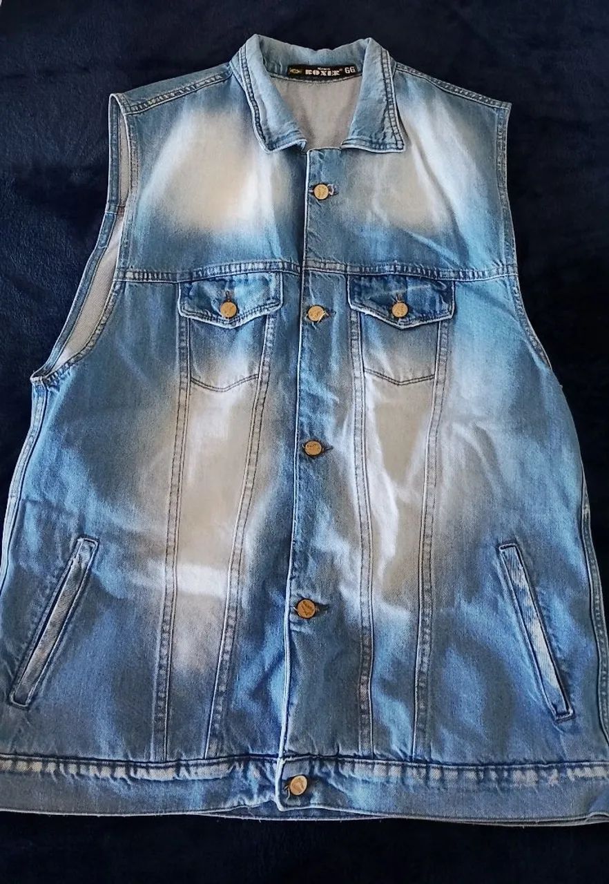 Jaqueta Jeans Sem Manga Boxer